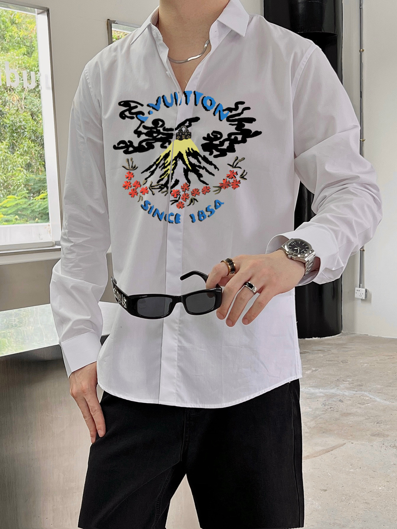 路易威登 最新款男士必备款长袖衬衫，100%天然棉，舒服透气，原单狠货，原版面料，柔软舒适，上身高端又奢