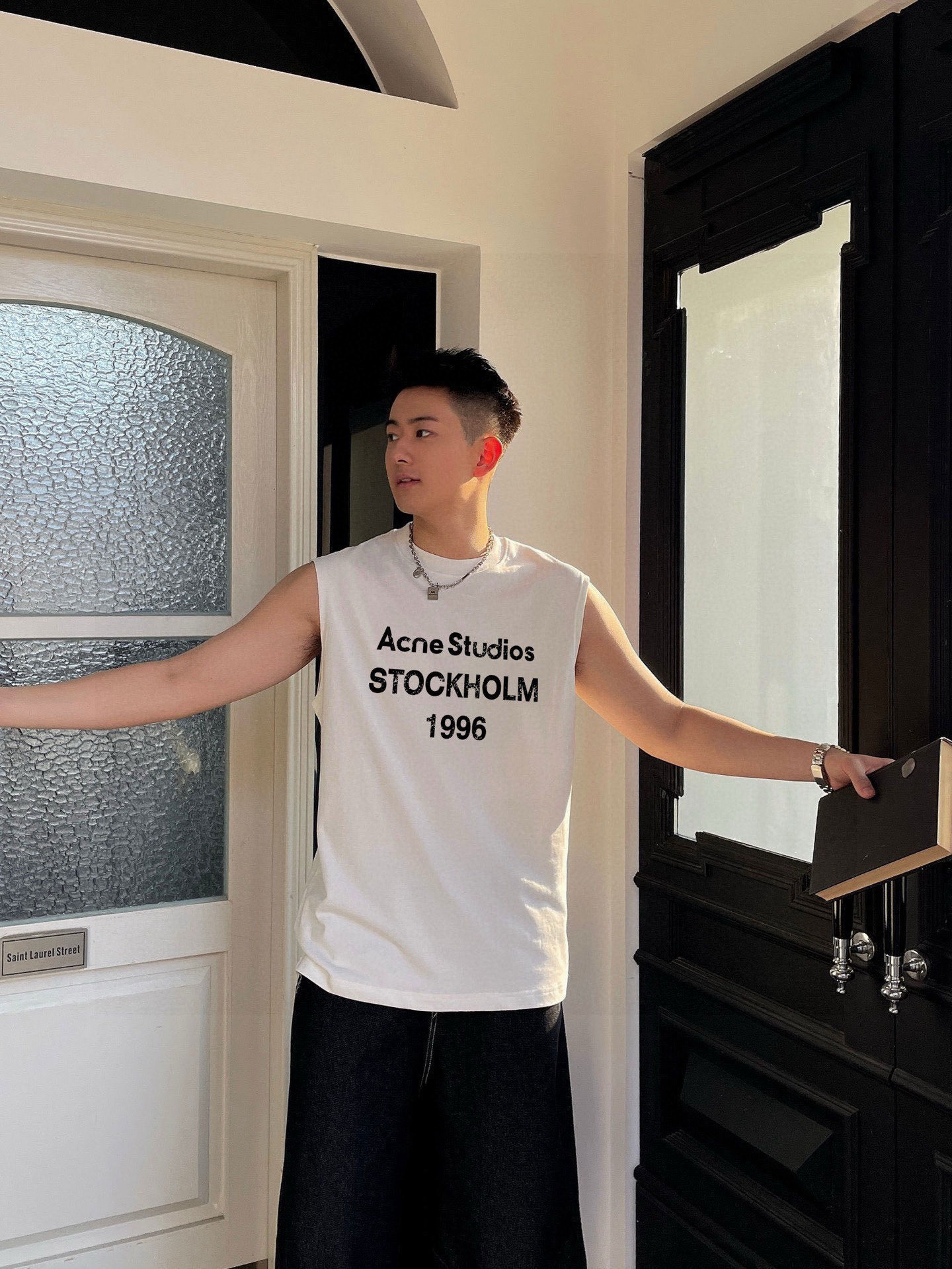 ACNE 官网最新上架 背心夏日必备单品 很显身材的一款 重工印花图案 简约大气 M-XXL （下单提供