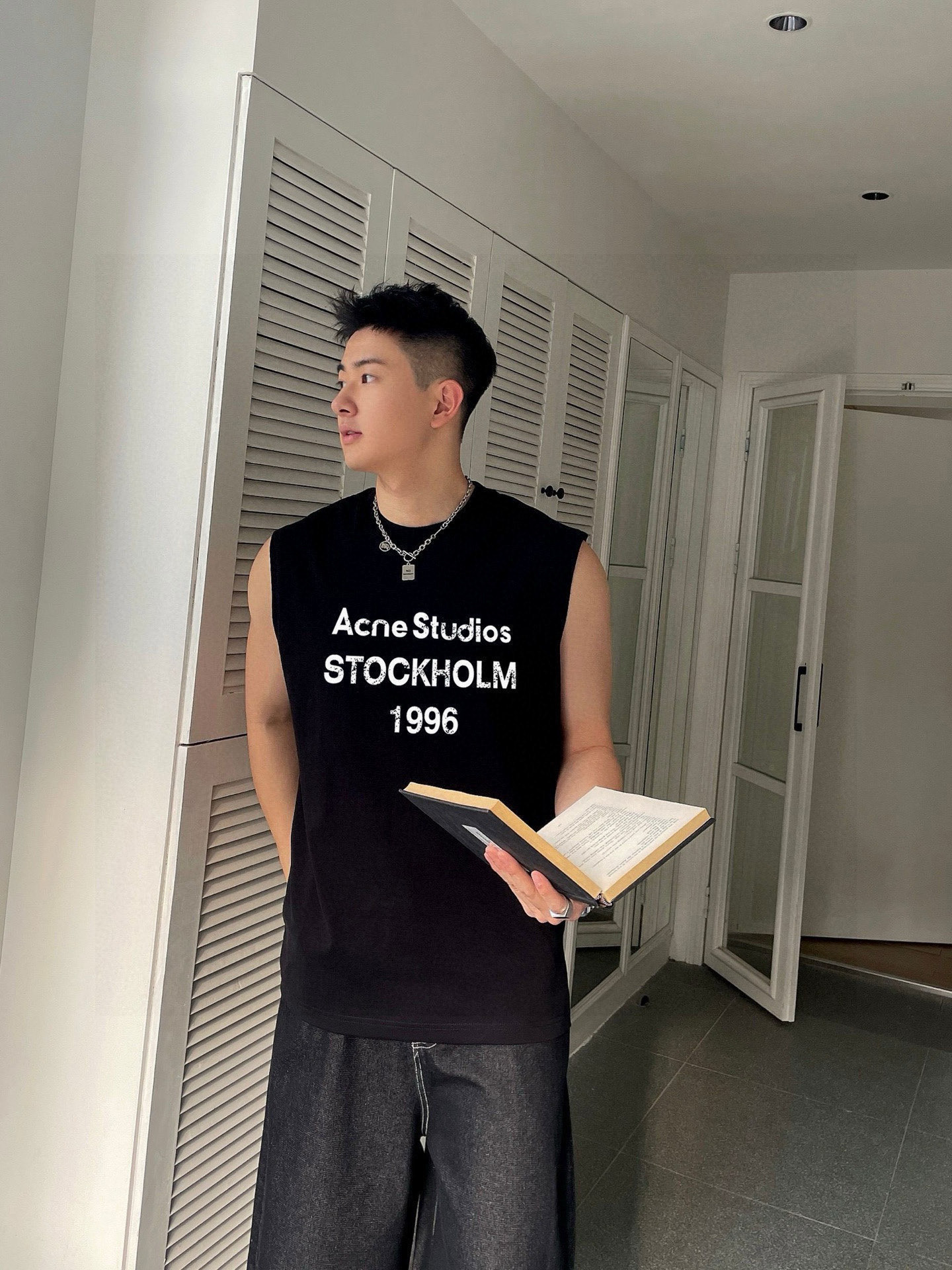 ACNE 官网最新上架 背心夏日必备单品 很显身材的一款 重工印花图案 简约大气 M-XXL （下单提供