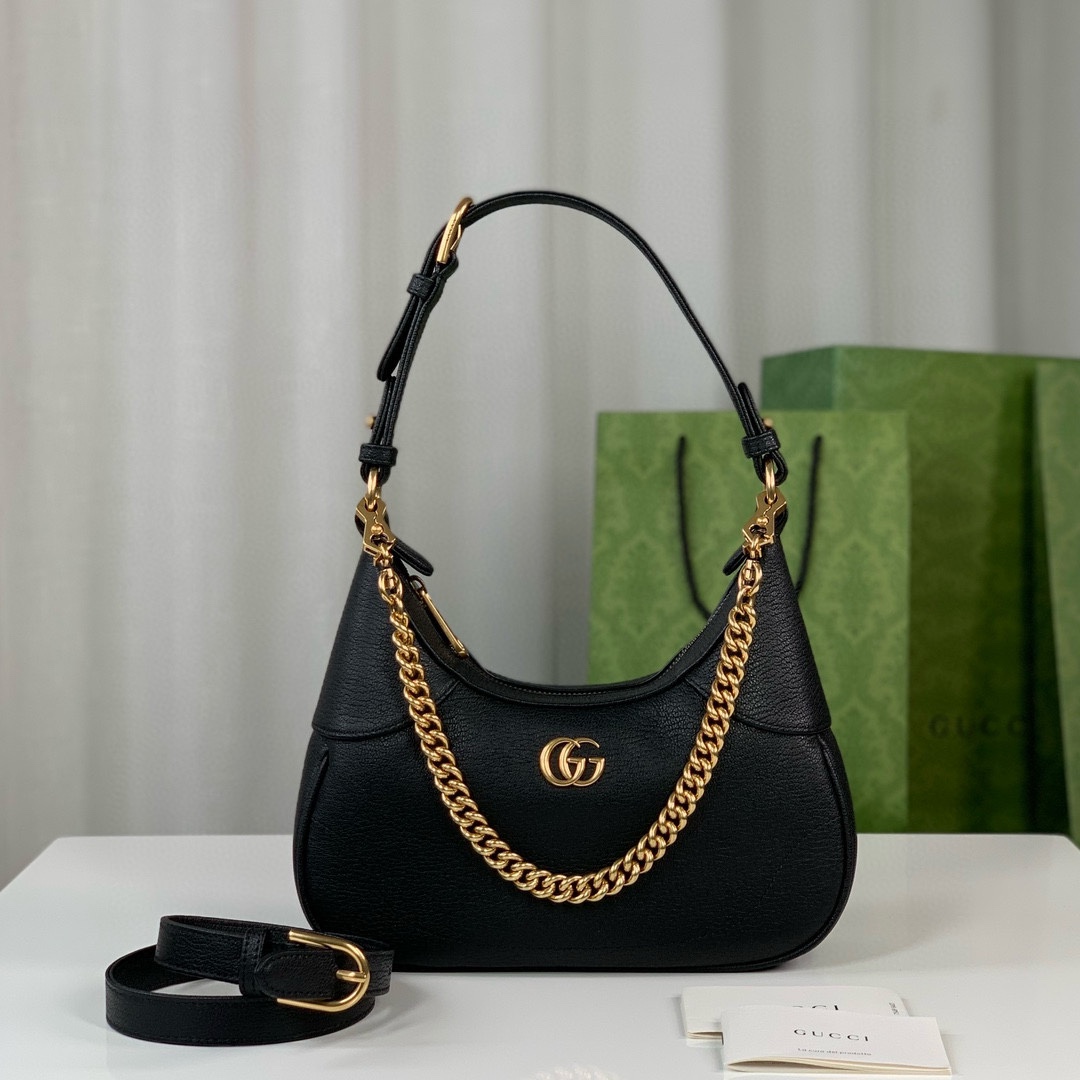 NO:204807,Genuine grade Aphrodite series small crescent-shaped shoulder bag, black original goatskin with gold tones, adjustable leather shoulder straps and removable chain straps, model number 731817 grams leather, size 25X19X7~[rose][rose], GUCCI [original leather], gucci, backpacks, sheepskin19860909正品级 Aphrodite系列小号新月造型肩背包,黑色原厂山羊皮搭配金色调配件,可调节皮肩带和可拆卸链带,款号731817克皮,尺寸25X19X7～[玫瑰][玫瑰],GUCCI【原厂皮】,gucci,backpacks,sheepskin,Bag