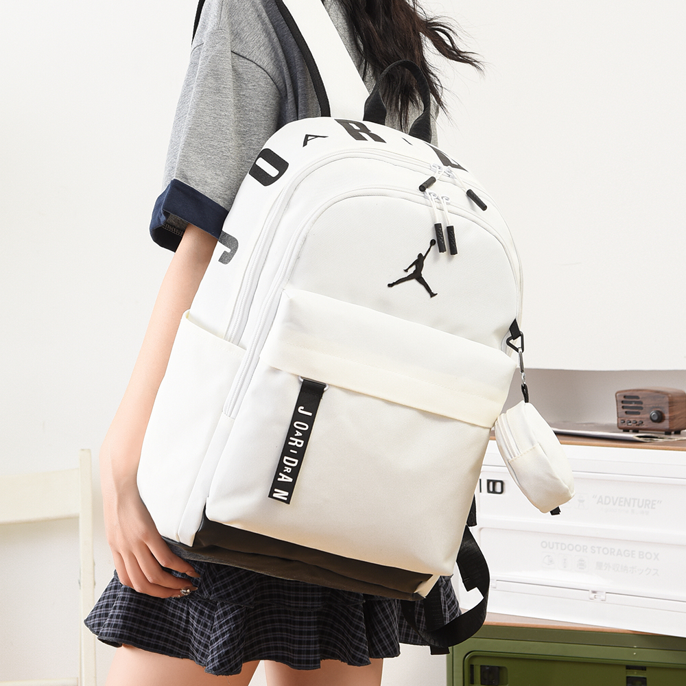 Air Jordan Backpack, Lightweight Casual Sports Bag for Students, White