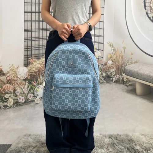 Air Jordan Denim Backpack Checkerboard Print Travel Gym Bag for Women and Men 1 Air Jordan Denim Backpack Checkerboard Print Travel Gym Bag for Women and Men
