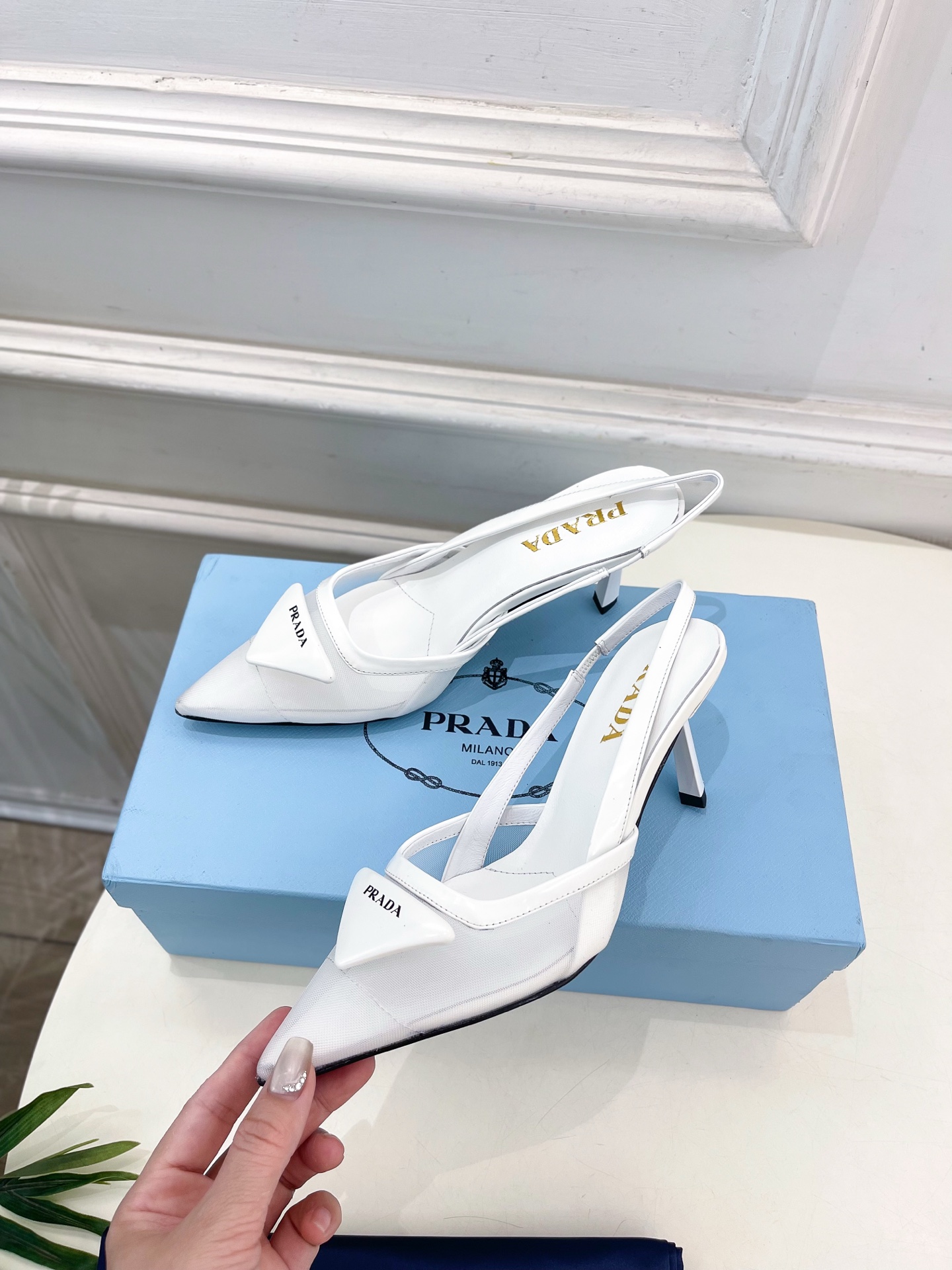 PRADA 普拉达  25𝐬𝐬 

🌈 2025春夏新品 专柜走秀款 网眼织物后饰带尖头高跟鞋系列〰

