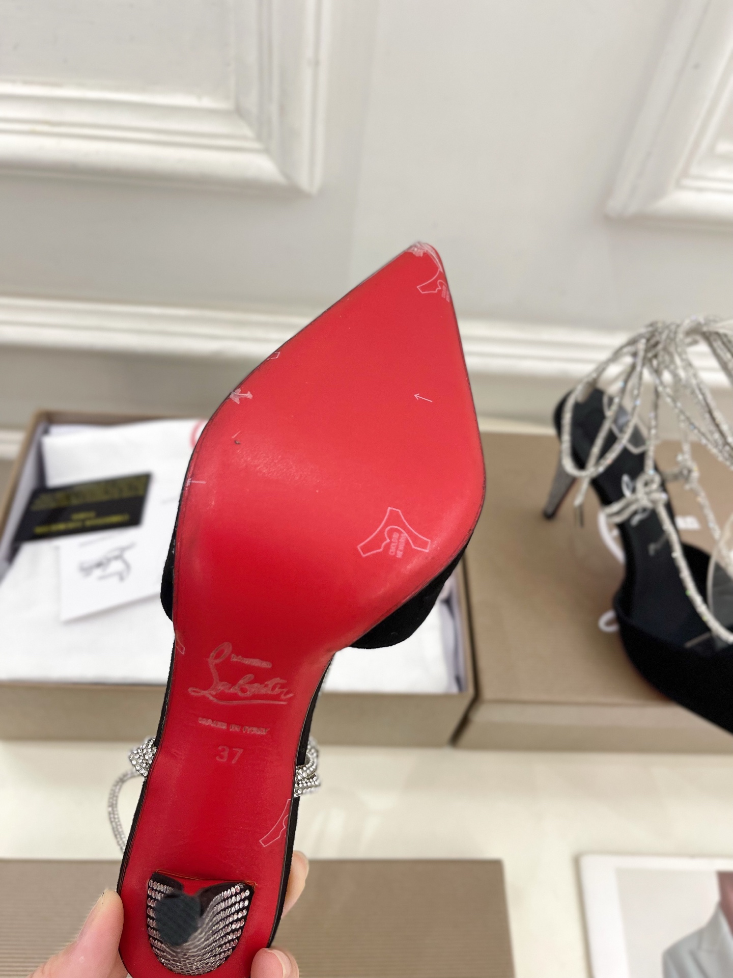 
Christian Louboutin路铂廷CL 红底鞋 25ss最新JUST JEWEL水晶钻高跟凉