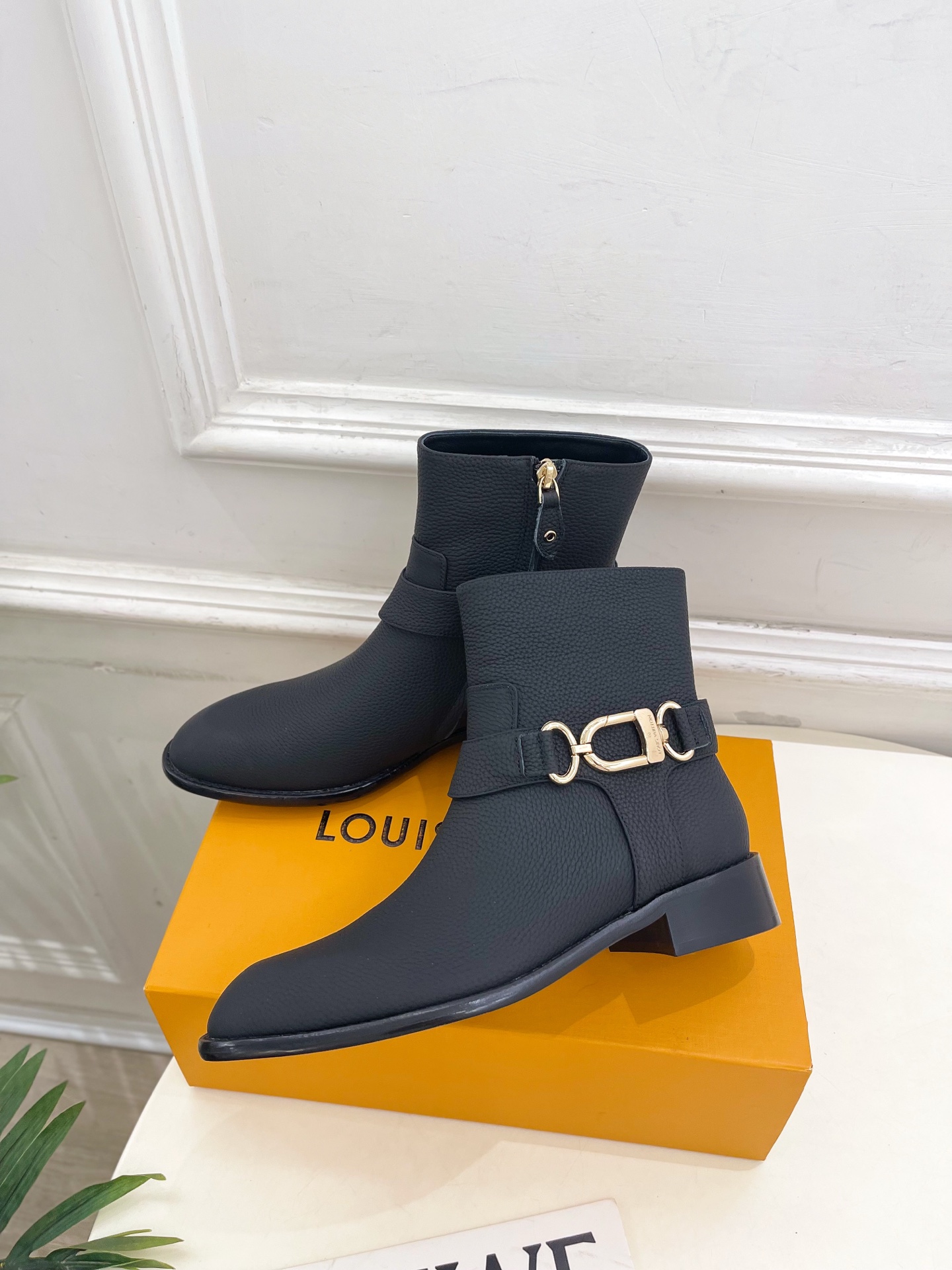 Louis Vuitton Women's Black Leather Ankle Boots with Metal Buckle Detail 5 i1757534731630 6480 0 2