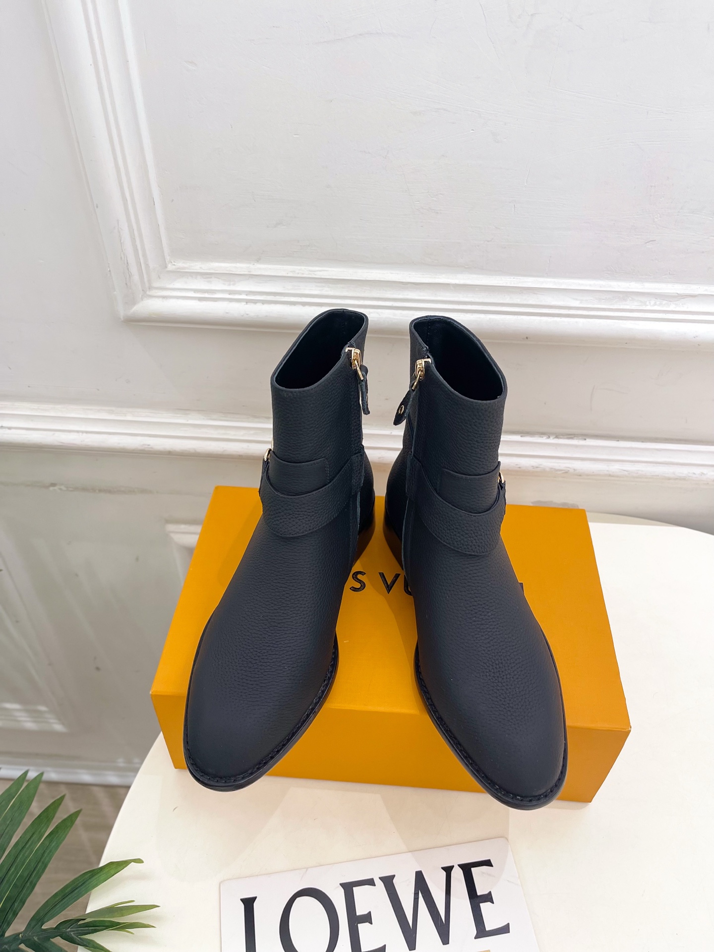 Louis Vuitton Women's Black Leather Ankle Boots with Metal Buckle Detail 3 i1757534731676 4222 0 0