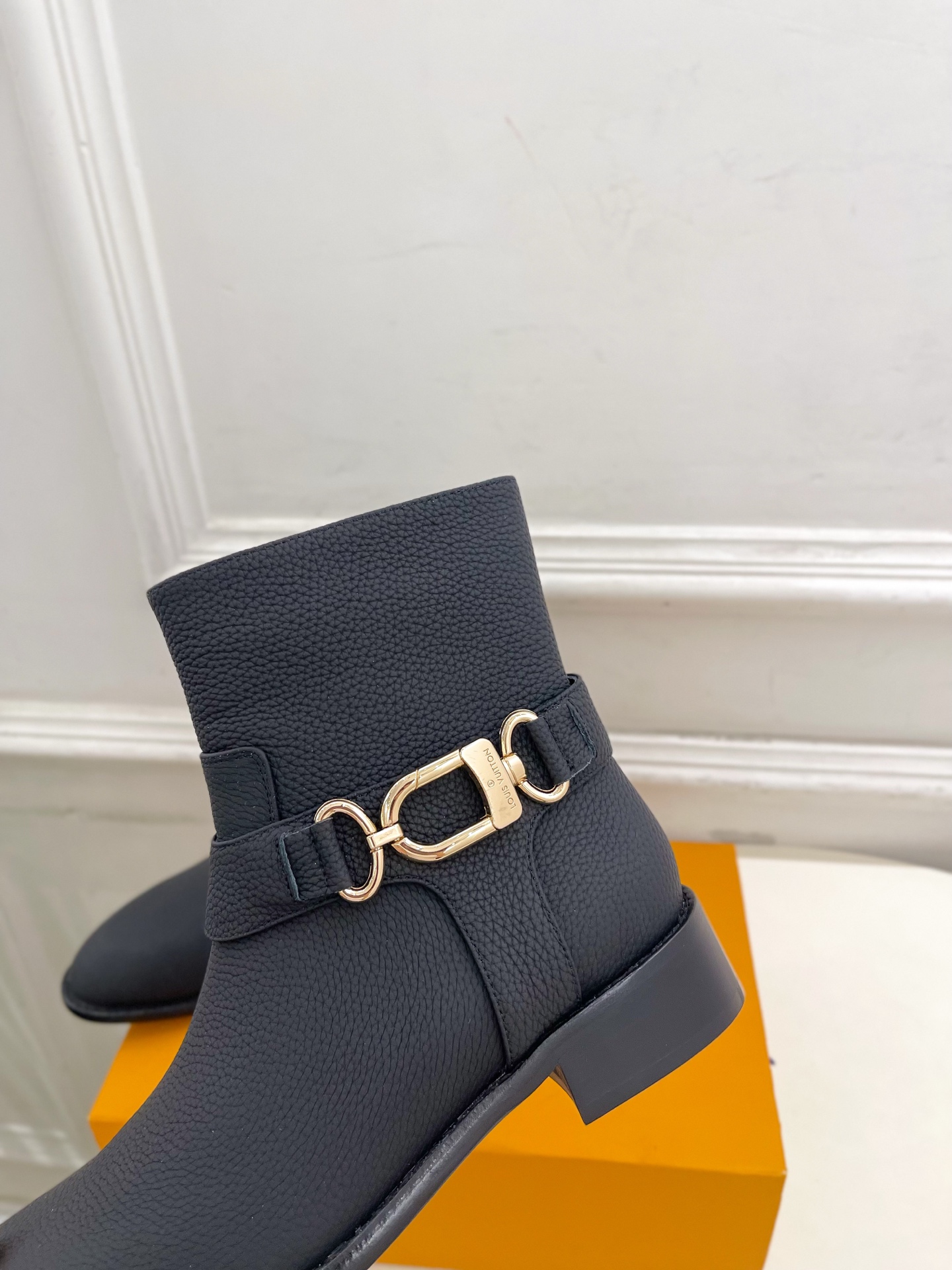 Louis Vuitton Women's Black Leather Ankle Boots with Metal Buckle Detail 9 i1757534731683 7718 0 7