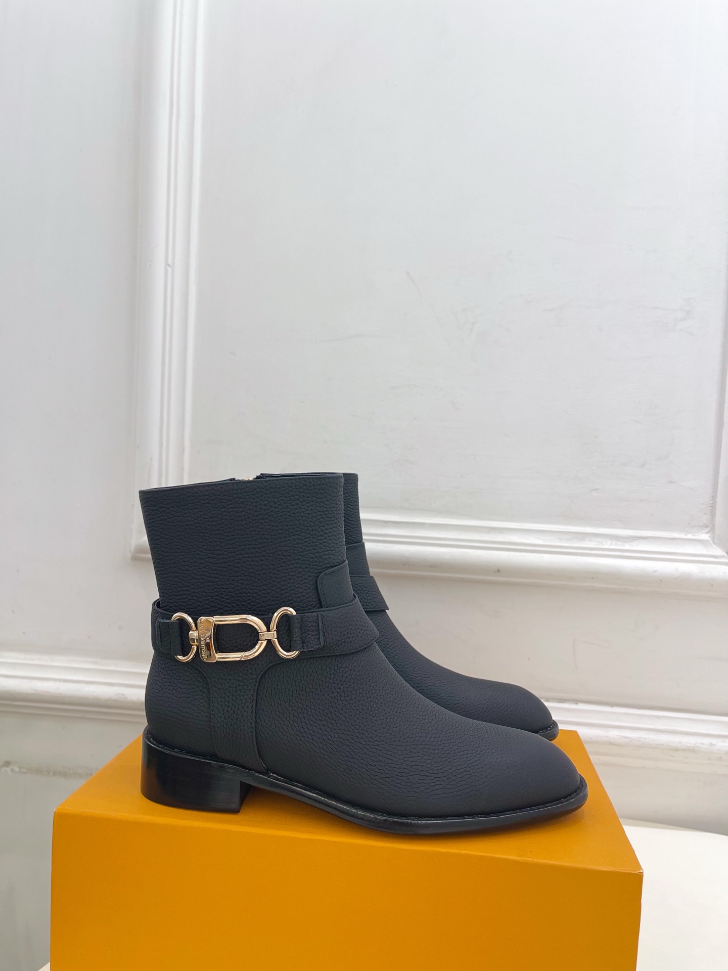 Louis Vuitton Women's Black Leather Ankle Boots with Metal Buckle Detail 4 i1757534731690 4874 0 1