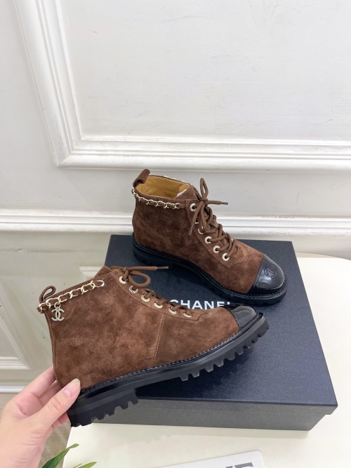 Chanel 25SS Chain Lace-Up Suede Ankle Boots Women's Shoes 1 Chanel 25SS Chain Lace-Up Suede Ankle Boots Women's Shoes
