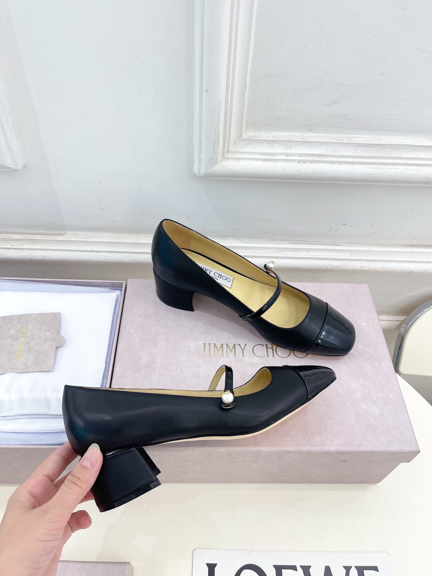 JimmyChoo✨吉米周 25ss ——— 2025秋冬新品 专柜最新 ELISA 45拼色珍珠粗跟玛