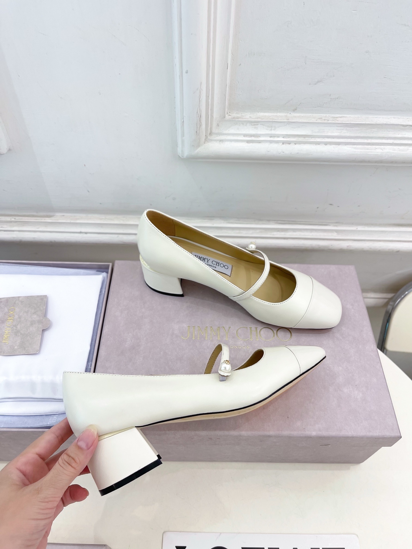 JimmyChoo✨吉米周 25ss ——— 2025秋冬新品 专柜最新 ELISA 45拼色珍珠粗跟玛