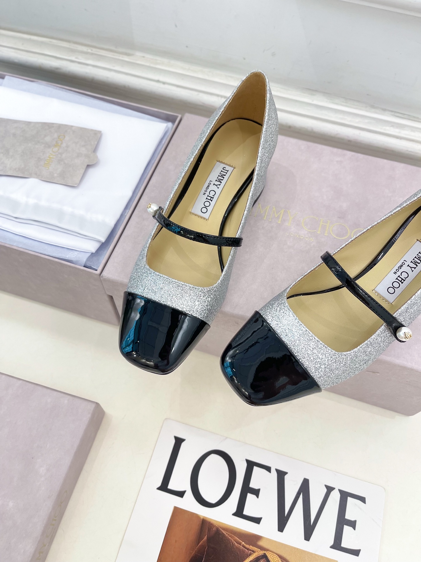 JimmyChoo✨吉米周 25ss ——— 2025秋冬新品 专柜最新 ELISA 45拼色珍珠粗跟玛