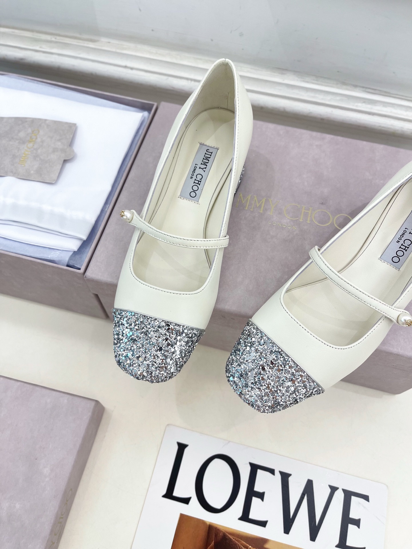 JimmyChoo✨吉米周 25ss ——— 2025秋冬新品 专柜最新 ELISA 45拼色珍珠粗跟玛