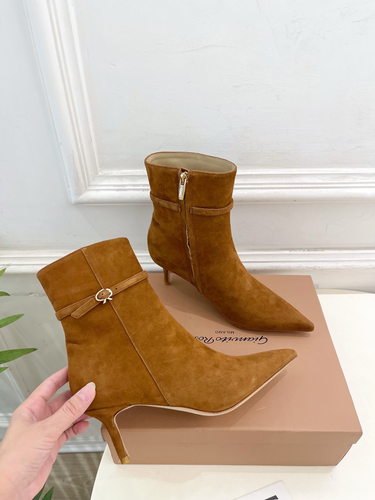 Gianvito Rossi|吉安维托·罗西 25𝐬𝐬2025秋冬新品 GR侧拉链尖头小猫跟短靴 火爆上