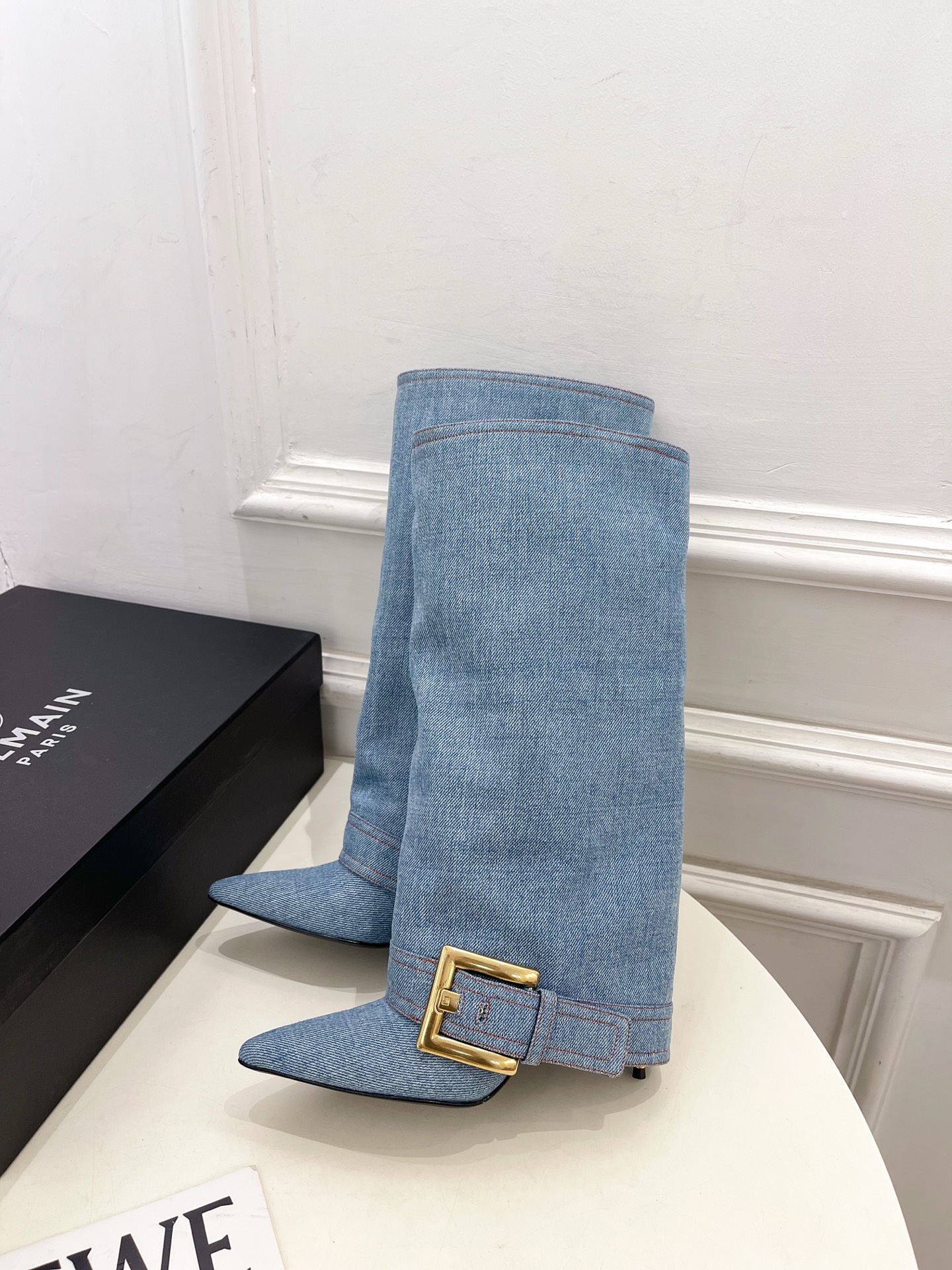 Balmain巴尔曼 代购级别⚠️2025秋冬新品 经典尖头皮带扣裤管靴—————————顶级奢侈品牌 