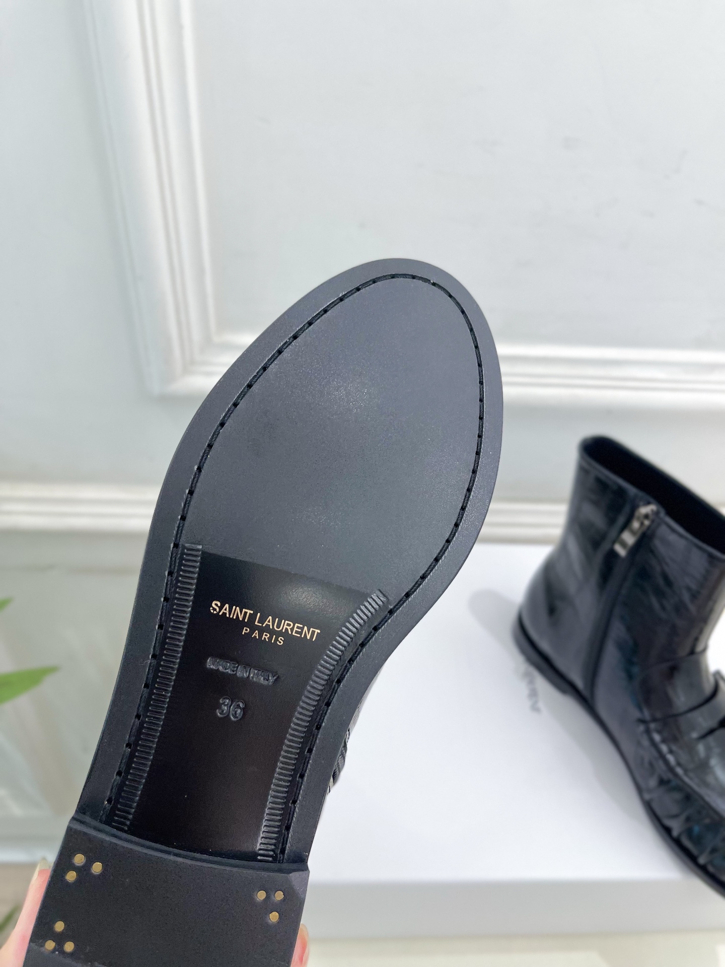 Yves Saint Laurent Wrinkled Loafer Boots - Black Leather Ankle Boots 10 i1760729530212 8954 0 8