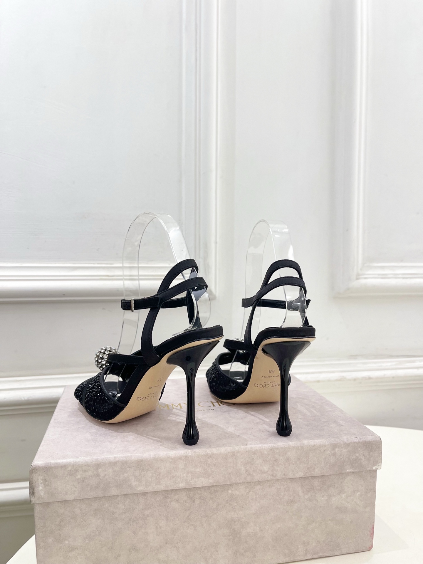JimmyChoo 吉米周 26𝐬𝐬 ——— ✨ 2026春夏新品 专柜最新JC水钻球网纱高跟凉鞋 JimmyChoo 吉米周 26𝐬𝐬 ——— ✨ 2026春夏新品 专柜最新JC水钻球网纱高跟凉鞋