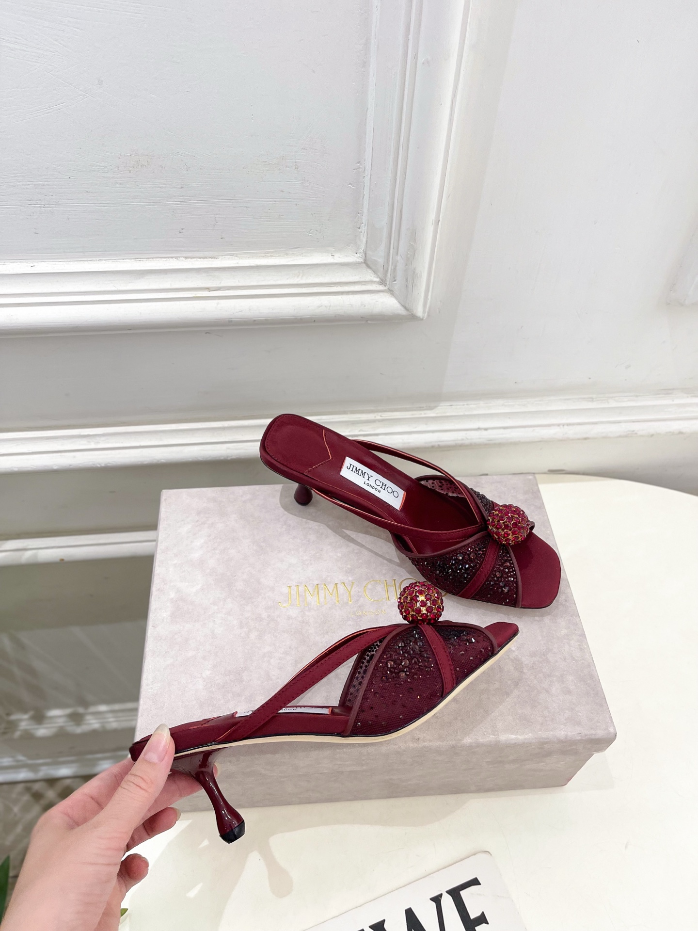 JimmyChoo 吉米周 26𝐬𝐬 ———    ✨ 2026春夏新品 专柜最新JC水钻球网纱高跟拖鞋