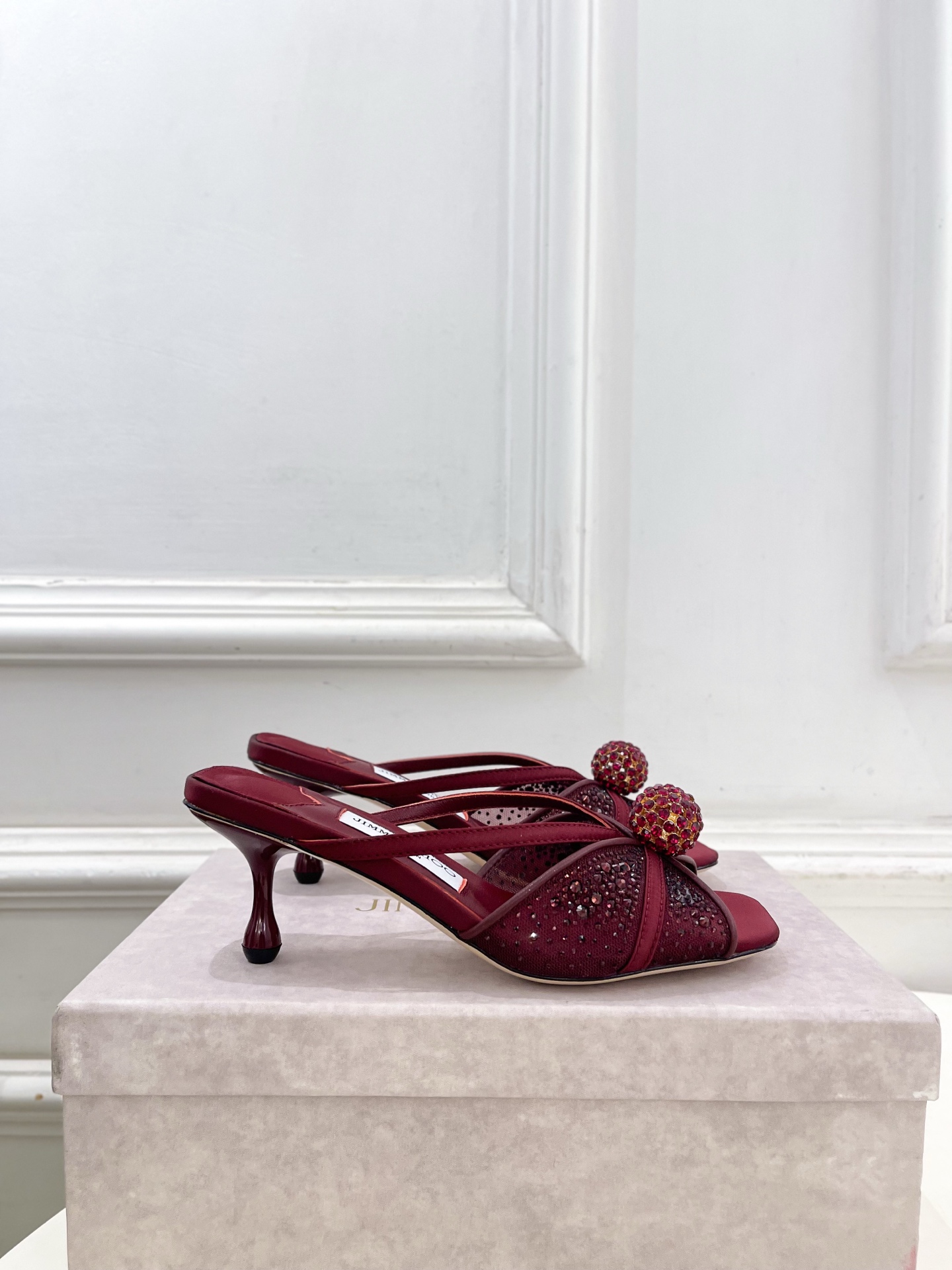 JimmyChoo 吉米周 26𝐬𝐬 ———    ✨ 2026春夏新品 专柜最新JC水钻球网纱高跟拖鞋