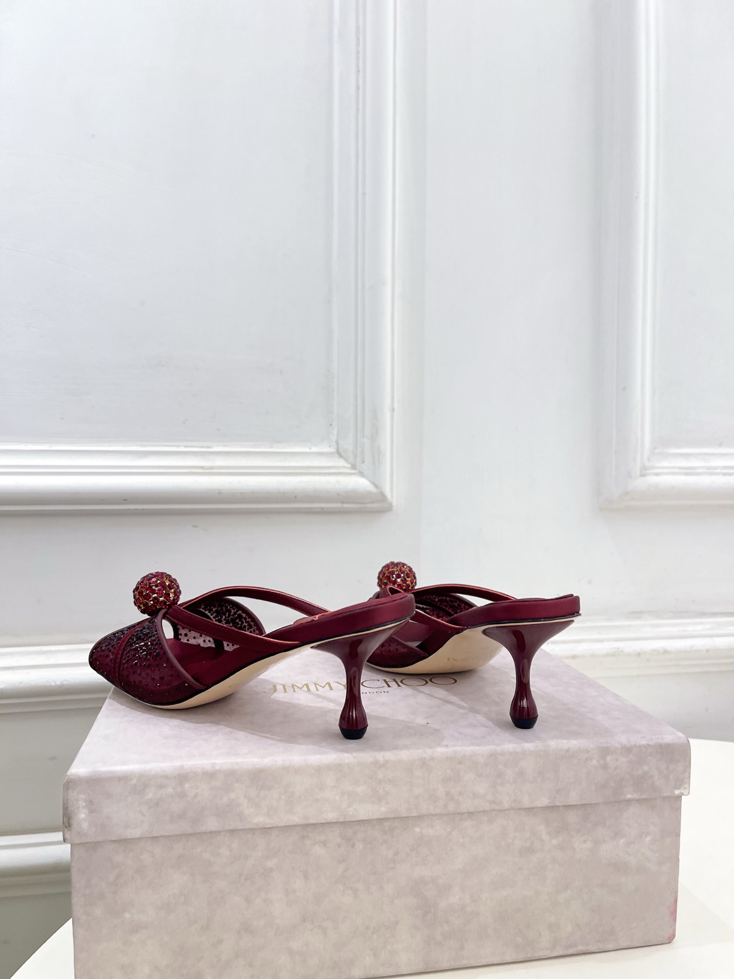 JimmyChoo 吉米周 26𝐬𝐬 ———    ✨ 2026春夏新品 专柜最新JC水钻球网纱高跟拖鞋