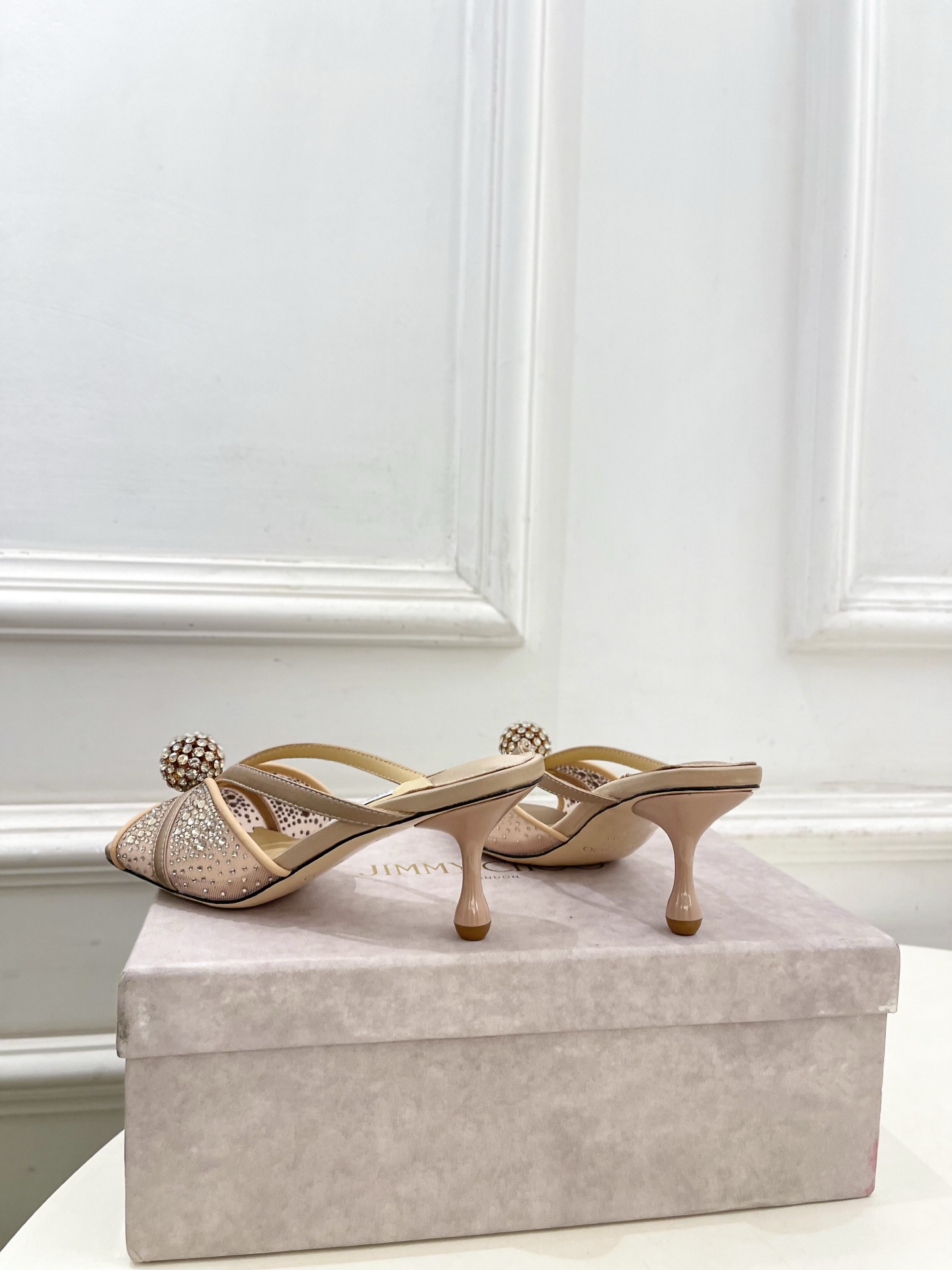 JimmyChoo 吉米周 26𝐬𝐬 ——— ✨ 2026春夏新品 专柜最新JC水钻球网纱高跟拖鞋 JimmyChoo 吉米周 26𝐬𝐬 ——— ✨ 2026春夏新品 专柜最新JC水钻球网纱高跟拖鞋