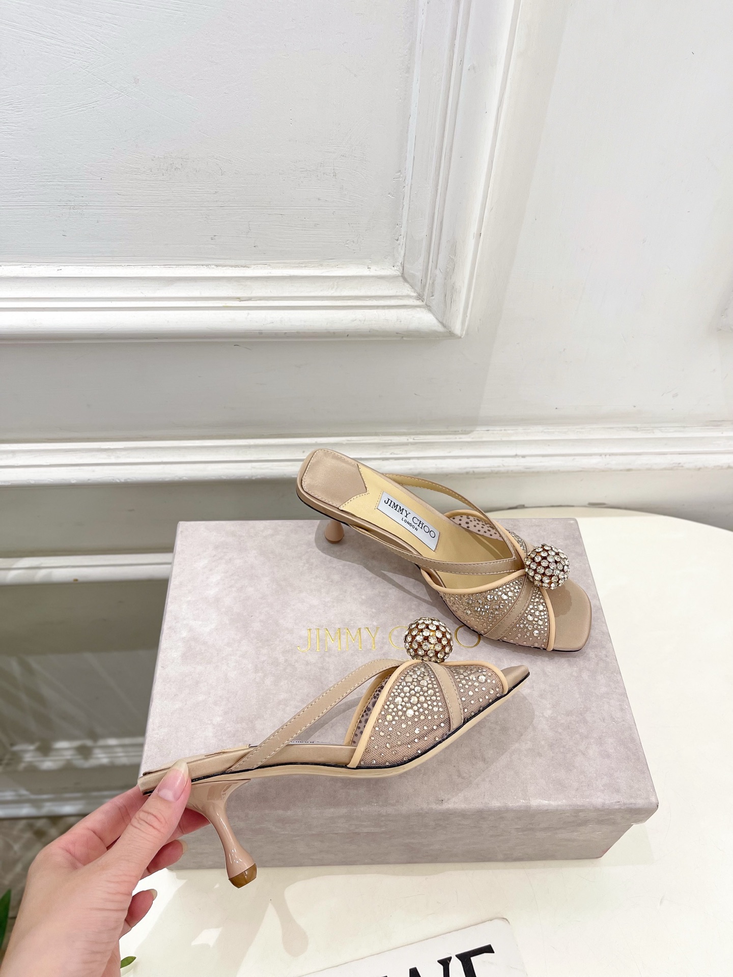 JimmyChoo 吉米周 26𝐬𝐬 ——— ✨ 2026春夏新品 专柜最新JC水钻球网纱高跟拖鞋 JimmyChoo 吉米周 26𝐬𝐬 ——— ✨ 2026春夏新品 专柜最新JC水钻球网纱高跟拖鞋