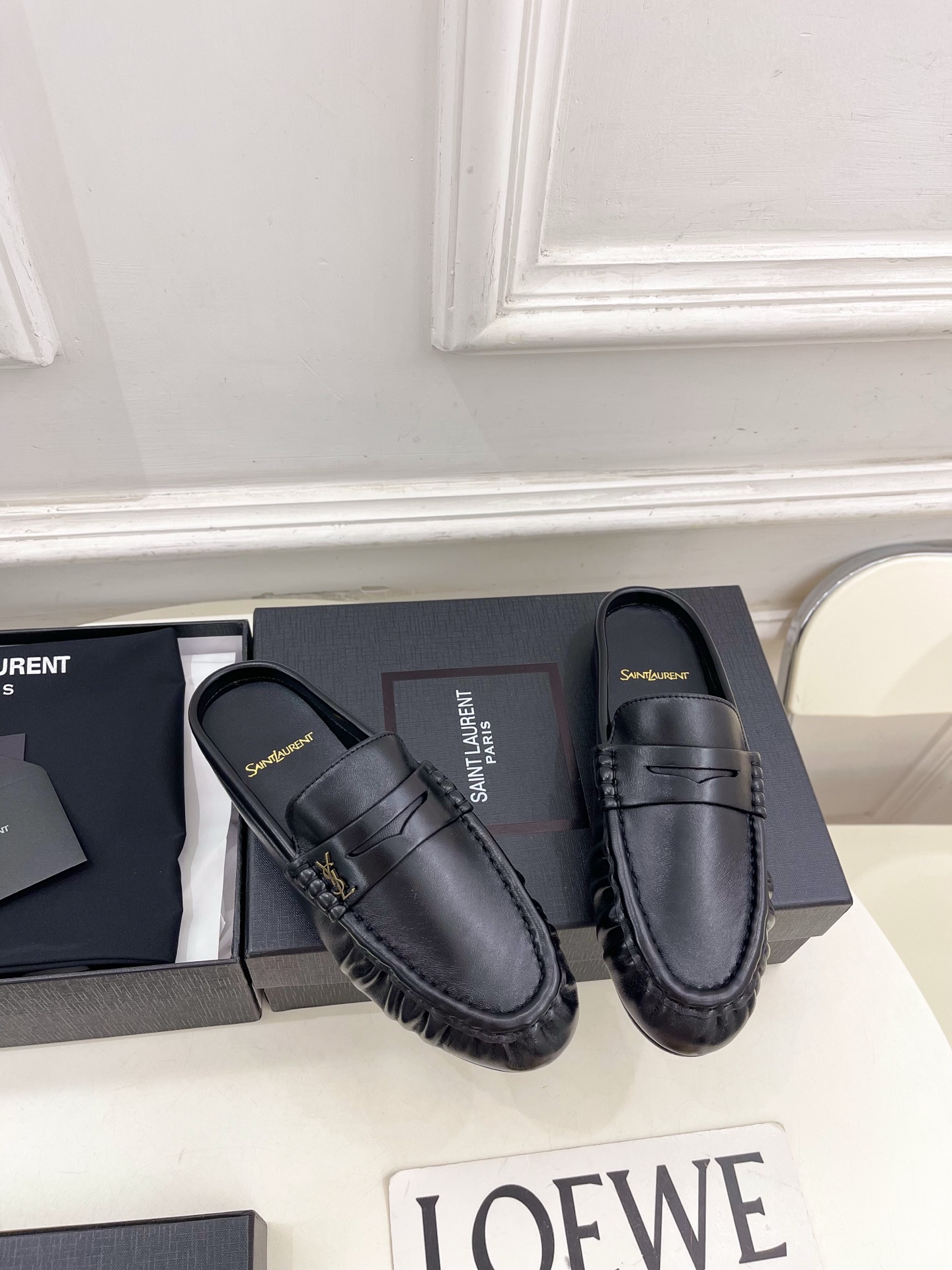 SAIN*LAURENT  圣罗兰  26𝐬𝐬 ☘️2026春夏新品LE LOAFER褶皱乐福穆勒鞋 半