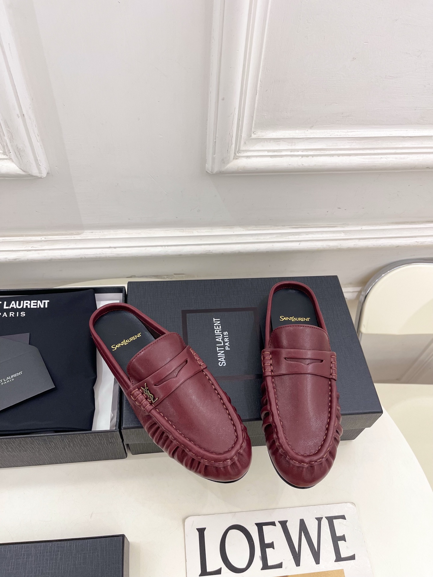 SAIN*LAURENT  圣罗兰  26𝐬𝐬 ☘️2026春夏新品LE LOAFER褶皱乐福穆勒鞋 半