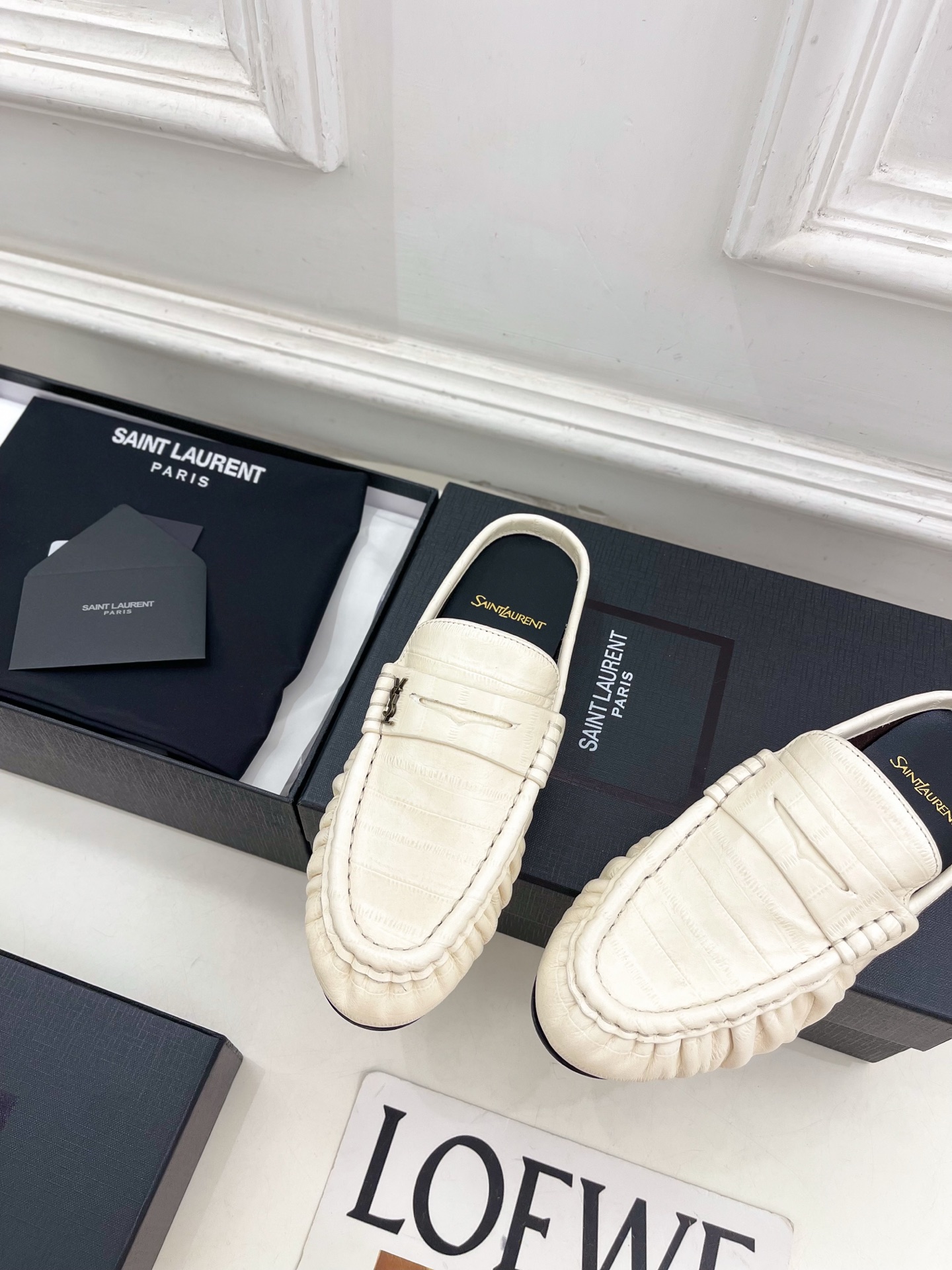 SAIN*LAURENT  圣罗兰  26𝐬𝐬 ☘️2026春夏新品LE LOAFER褶皱乐福穆勒鞋 半