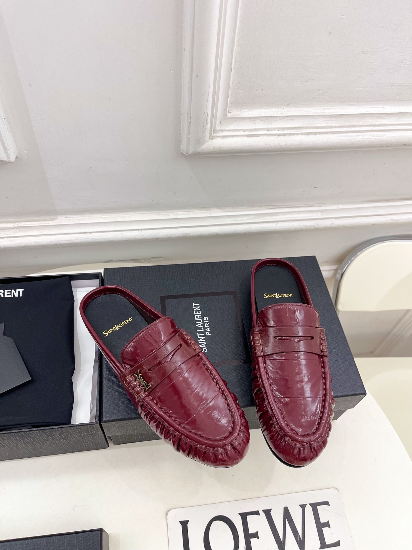 SAIN*LAURENT  圣罗兰  26𝐬𝐬 ☘️2026春夏新品LE LOAFER褶皱乐福穆勒鞋 半