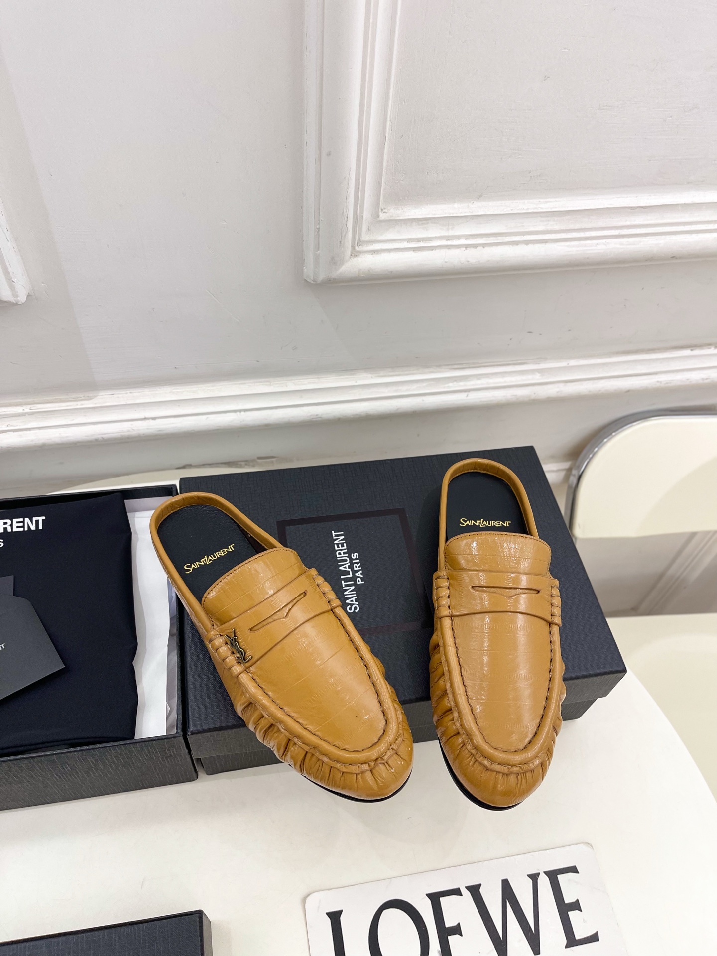 SAIN*LAURENT  圣罗兰  26𝐬𝐬 ☘️2026春夏新品LE LOAFER褶皱乐福穆勒鞋 半