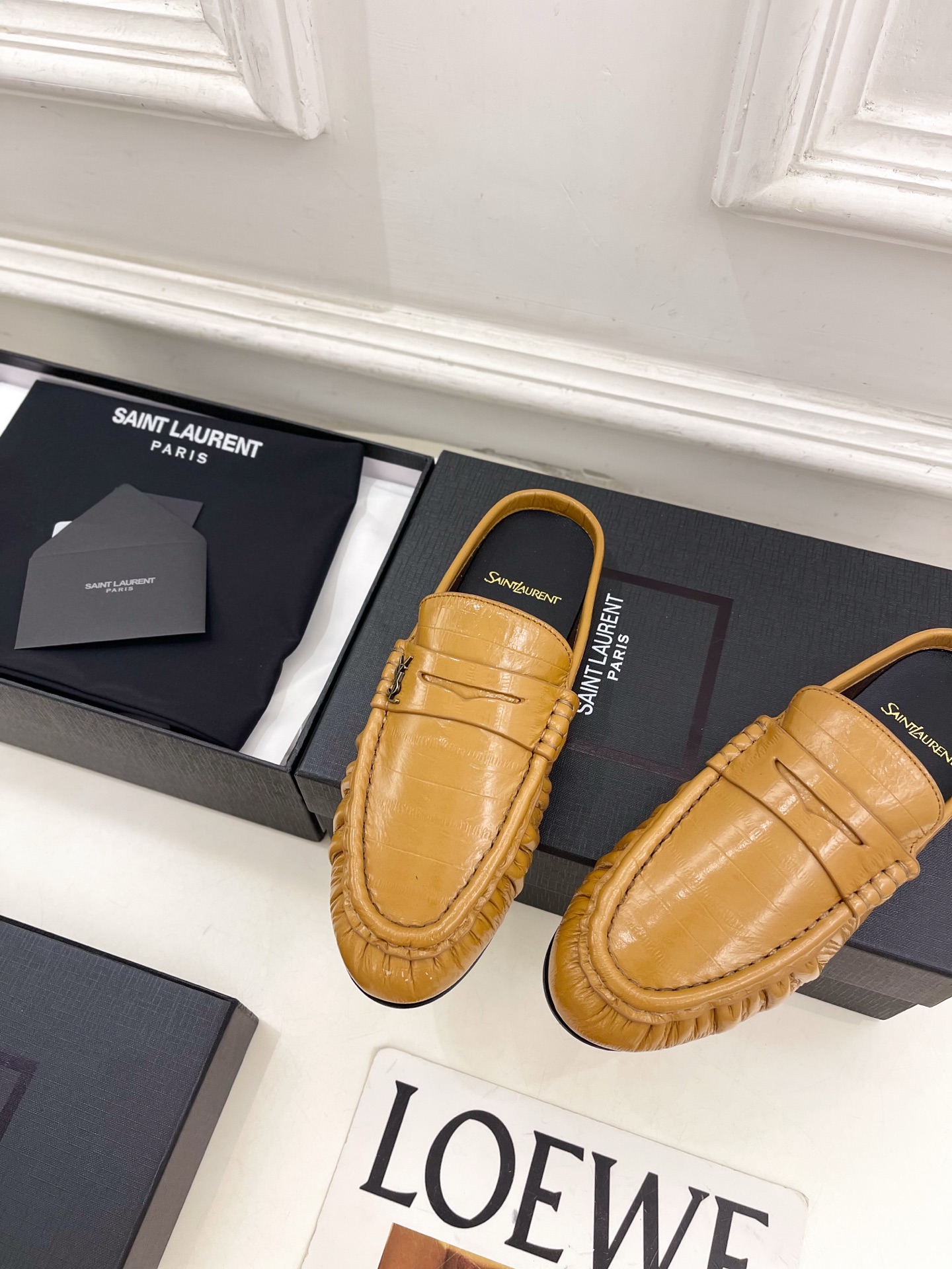 SAIN*LAURENT  圣罗兰  26𝐬𝐬 ☘️2026春夏新品LE LOAFER褶皱乐福穆勒鞋 半