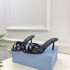 PRADA 普拉达 26𝐬𝐬 🌈2026春夏新品 专柜走秀款交叉带蝴蝶结高跟拖鞋 系列〰鞋面:原版高定 PRADA 普拉达 26𝐬𝐬 🌈2026春夏新品 专柜走秀款交叉带蝴蝶结高跟拖鞋 系列〰鞋面:原版高定