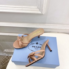 PRADA 普拉达 26𝐬𝐬 🌈2026春夏新品 专柜走秀款交叉带蝴蝶结高跟拖鞋 系列〰鞋面:原版高定 PRADA 普拉达 26𝐬𝐬 🌈2026春夏新品 专柜走秀款交叉带蝴蝶结高跟拖鞋 系列〰鞋面:原版高定