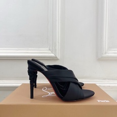Christian Louboutin路铂廷 26ss✨ 2026春夏新品 CL彩色真丝褶皱交叉带高跟拖 Christian Louboutin路铂廷 26ss✨ 2026春夏新品 CL彩色真丝褶皱交叉带高跟拖