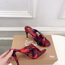 Christian Louboutin路铂廷 26ss✨ 2026春夏新品 CL彩色真丝褶皱交叉带高跟拖 Christian Louboutin路铂廷 26ss✨ 2026春夏新品 CL彩色真丝褶皱交叉带高跟拖