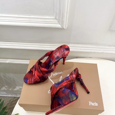 Christian Louboutin路铂廷 26ss✨ 2026春夏新品 CL彩色真丝褶皱交叉带高跟拖 Christian Louboutin路铂廷 26ss✨ 2026春夏新品 CL彩色真丝褶皱交叉带高跟拖