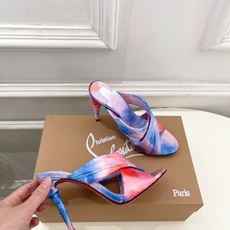 Christian Louboutin路铂廷 26ss✨ 2026春夏新品 CL彩色真丝褶皱交叉带高跟拖 Christian Louboutin路铂廷 26ss✨ 2026春夏新品 CL彩色真丝褶皱交叉带高跟拖