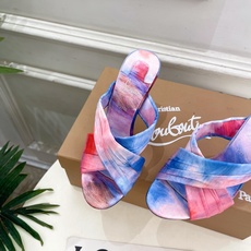 Christian Louboutin路铂廷 26ss✨ 2026春夏新品 CL彩色真丝褶皱交叉带高跟拖 Christian Louboutin路铂廷 26ss✨ 2026春夏新品 CL彩色真丝褶皱交叉带高跟拖