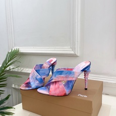 Christian Louboutin路铂廷 26ss✨ 2026春夏新品 CL彩色真丝褶皱交叉带高跟拖 Christian Louboutin路铂廷 26ss✨ 2026春夏新品 CL彩色真丝褶皱交叉带高跟拖