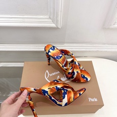 Christian Louboutin路铂廷 26ss✨ 2026春夏新品 CL彩色真丝褶皱交叉带高跟拖 Christian Louboutin路铂廷 26ss✨ 2026春夏新品 CL彩色真丝褶皱交叉带高跟拖