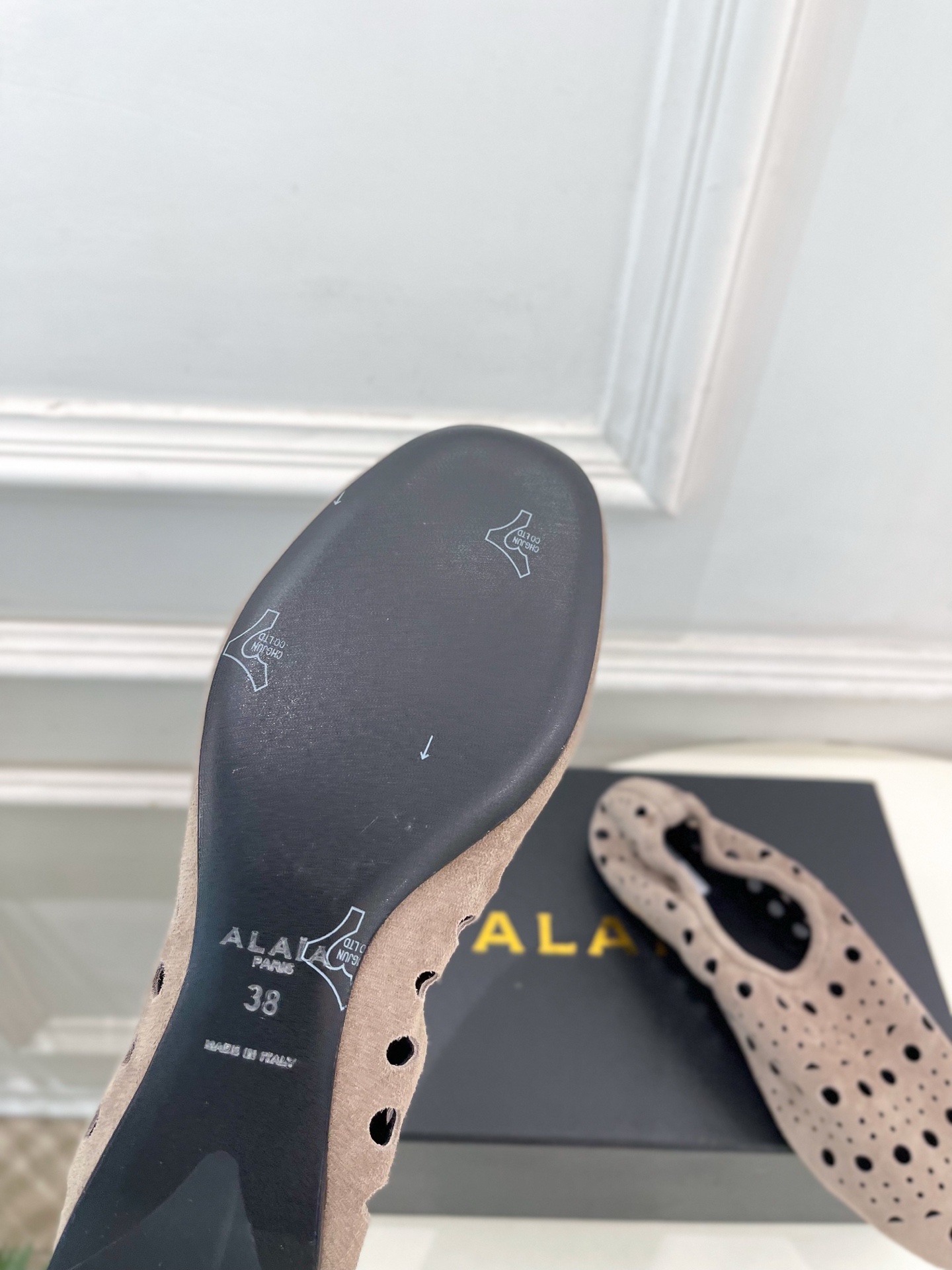 ALAÏA 阿莱亚26𝐬𝐬 2026春夏新品 秀场同款 松紧褶皱镂空平底芭蕾舞鞋—————————Al ALAÏA 阿莱亚26𝐬𝐬 2026春夏新品 秀场同款 松紧褶皱镂空平底芭蕾舞鞋—————————Al
