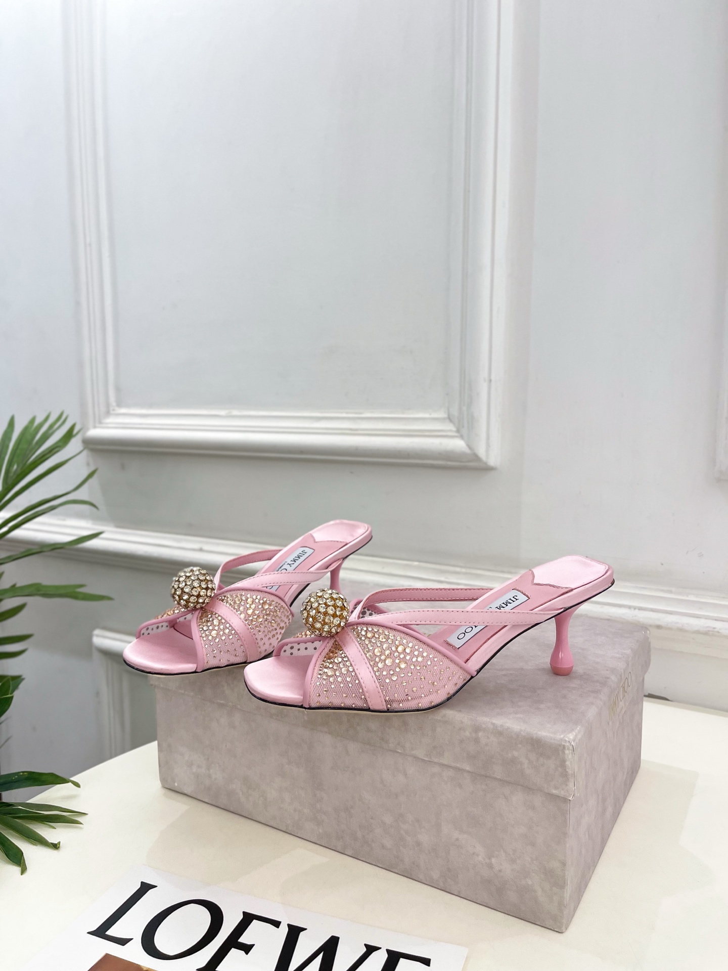 JimmyChoo 吉米周 26𝐬𝐬 ———    ✨ 2026春夏新品 专柜最新JC水钻球网纱高跟拖鞋