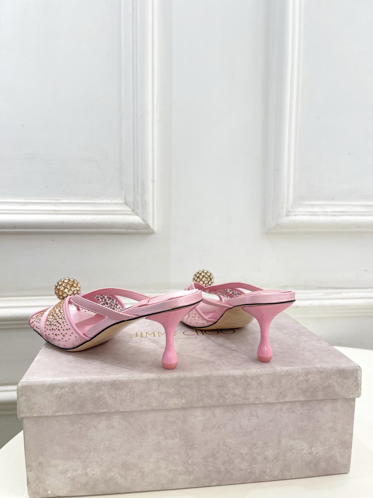 JimmyChoo 吉米周 26𝐬𝐬 ———    ✨ 2026春夏新品 专柜最新JC水钻球网纱高跟拖鞋