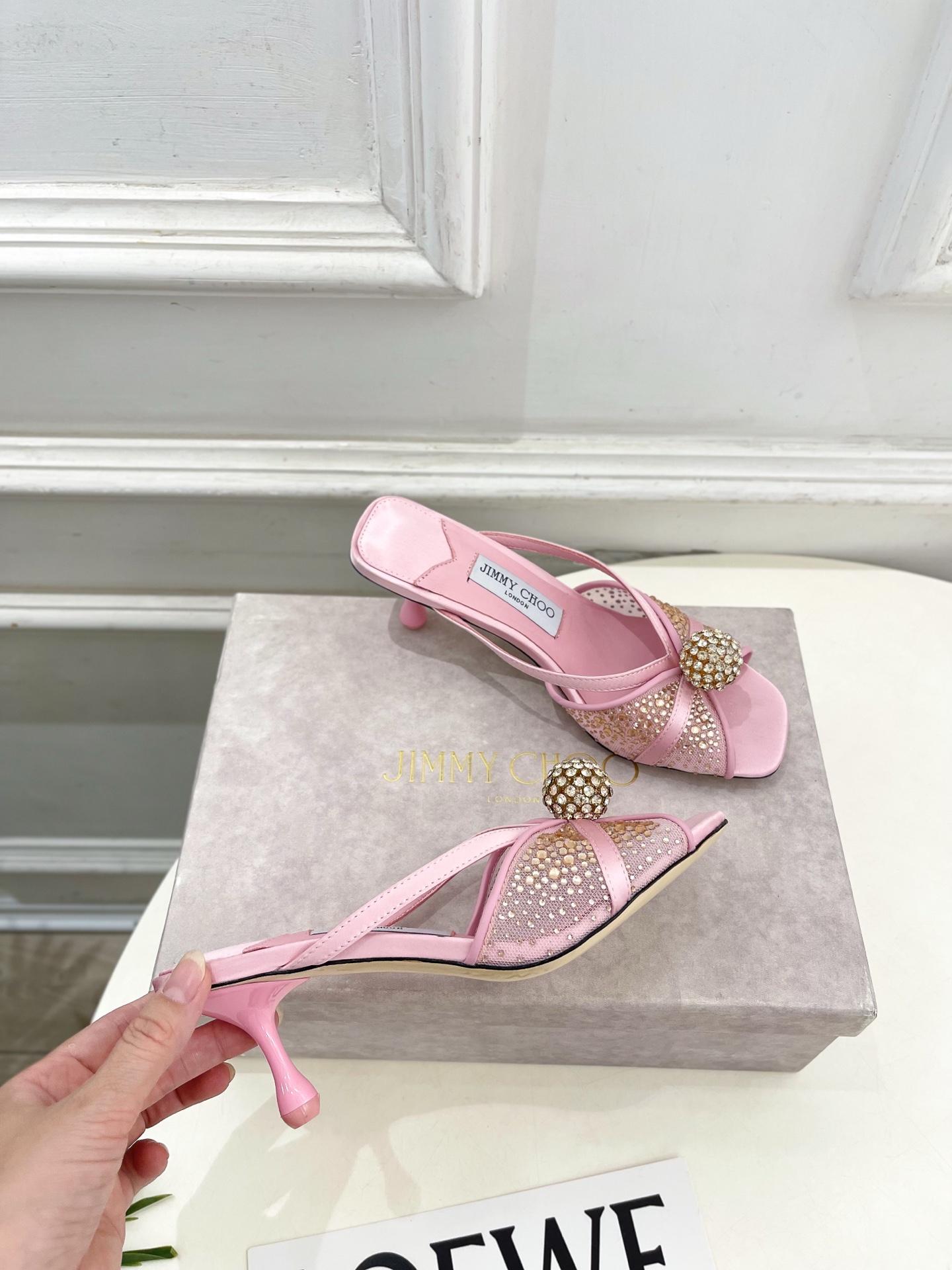JimmyChoo 吉米周 26𝐬𝐬 ———    ✨ 2026春夏新品 专柜最新JC水钻球网纱高跟拖鞋