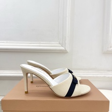 Gianvito Rossi|吉安维托·罗西 26𝐬𝐬2026春夏新品 GR亚麻编织蝴蝶结平底 高跟拖 Gianvito Rossi|吉安维托·罗西 26𝐬𝐬2026春夏新品 GR亚麻编织蝴蝶结平底 高跟拖
