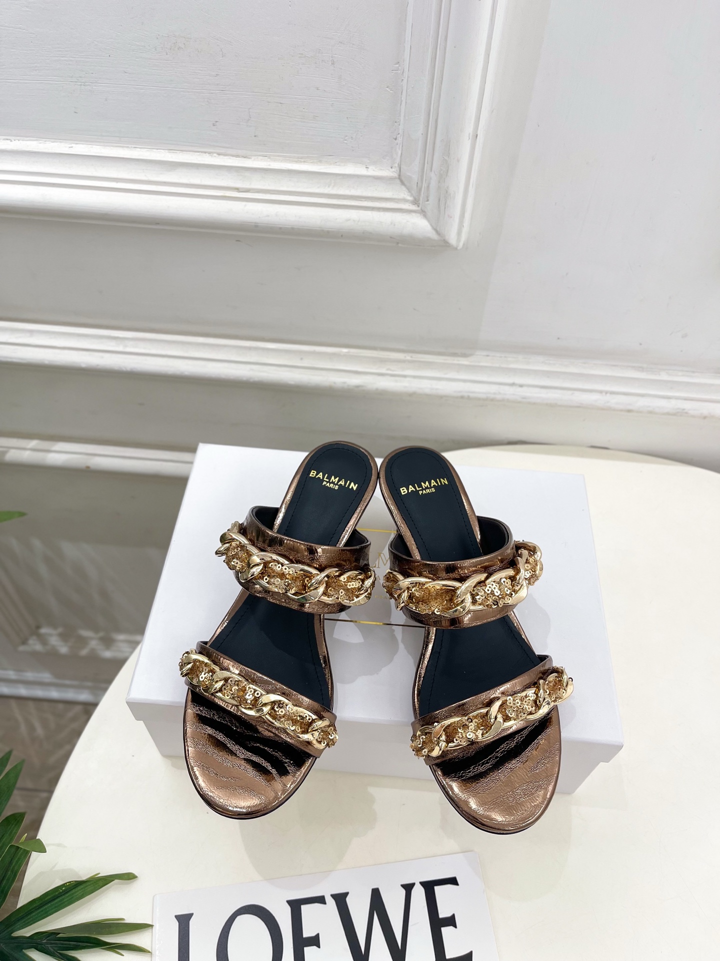 Balmain巴尔曼 代购级别⚠️2026春夏新品 经典金属链条猫跟拖鞋—————————顶级奢侈品牌 