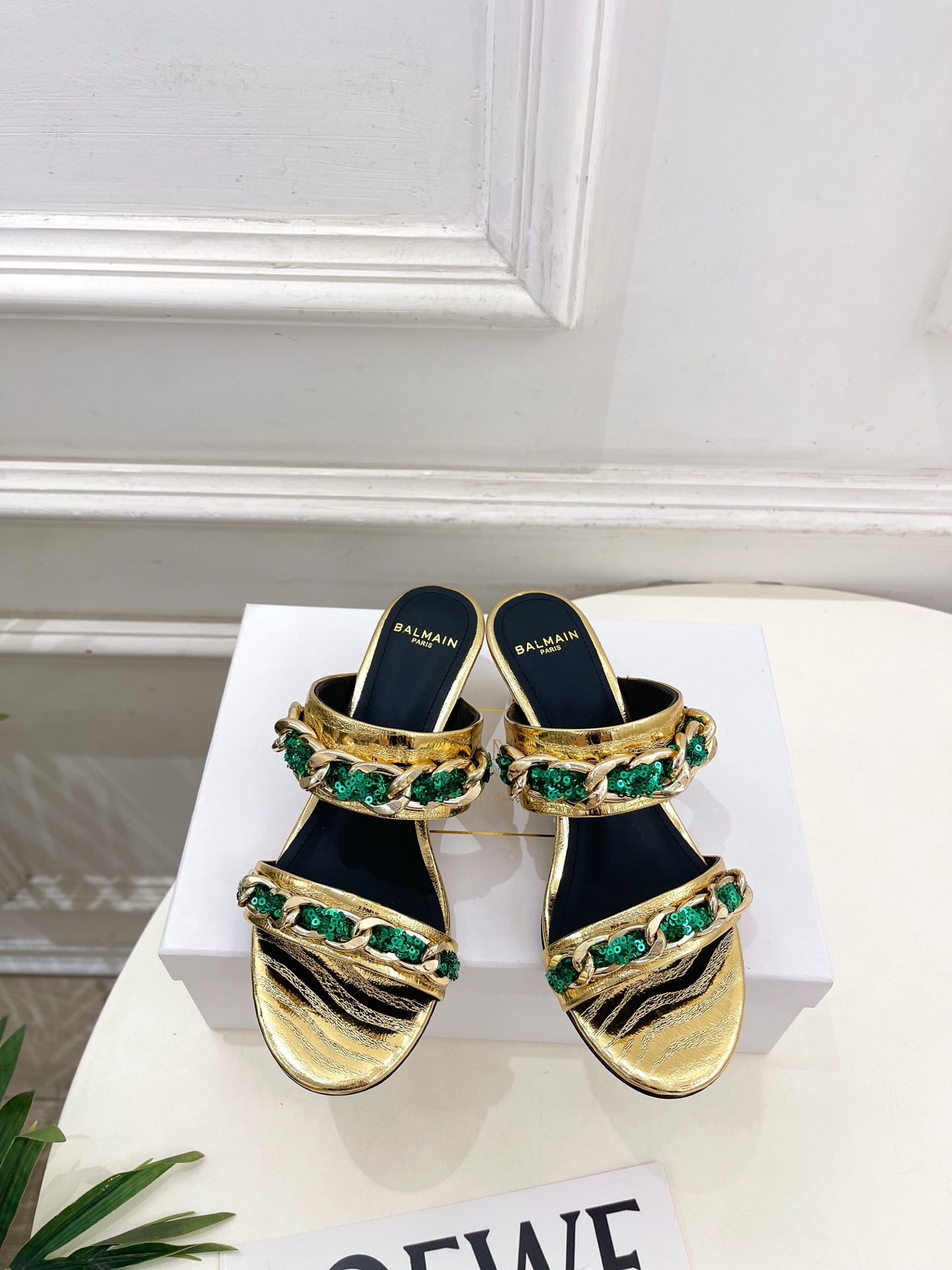 Balmain巴尔曼 代购级别⚠️2026春夏新品 经典金属链条猫跟拖鞋—————————顶级奢侈品牌 