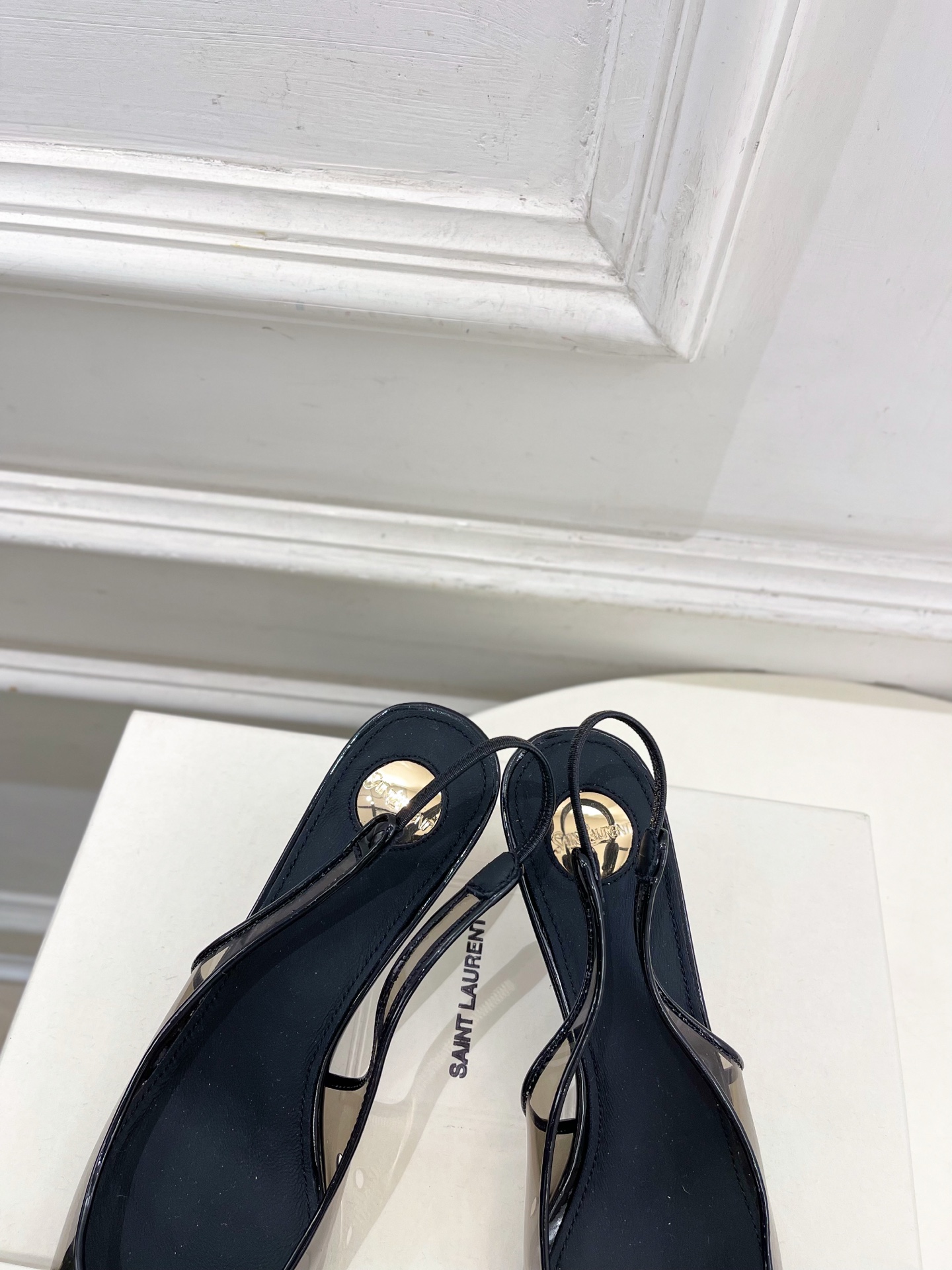 SAIN*LAURENT  圣罗兰 26𝐬𝐬2026春夏新品YSL胶片拼色后空猫跟凉鞋 上新☑️————