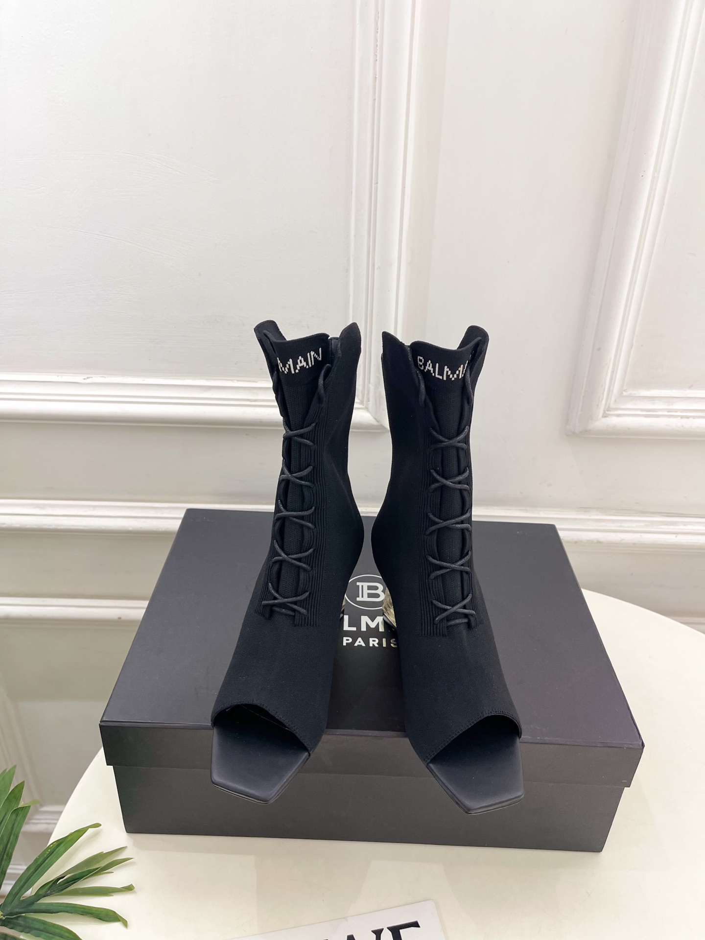 Balmain巴尔曼 代购级别⚠️2026春夏新品 经典针织弹力坡跟方头鱼嘴袜子靴—————————顶级